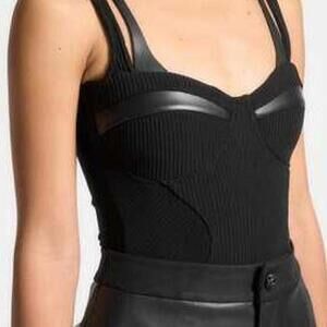 Manière De Voir Twin Strap Ribbed Bodysuit